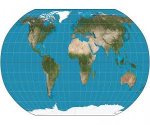 Puzzle Χάρτης της γης. Χάρτης με την προβολή Robinson που επιτρέπει την αναπαράσταση του όλου του κόσμου